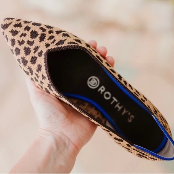 Rothy's Tan and Black Point Flats with Leopard Print - Picture 1 of 8